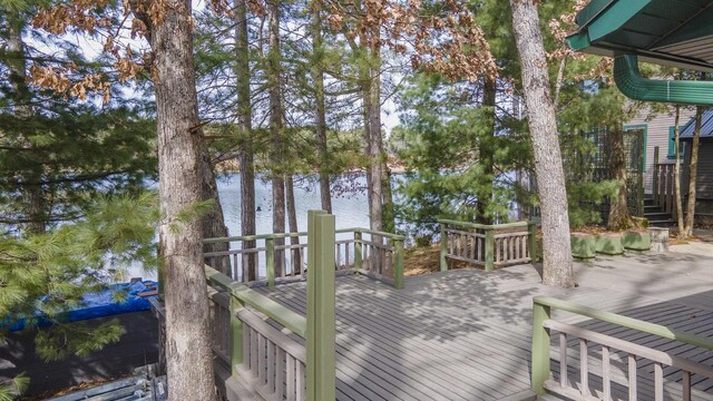 W13573 S Pleasant Rd, Westfield, WI 53964 - deck with a water view and stairs