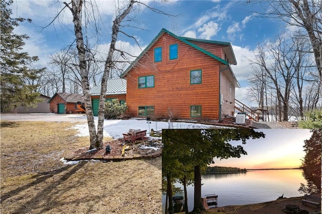 6825 W Lakewood Blvd, Ladysmith, WI 54848 - back of house at dusk featuring cooling unit and a water view
