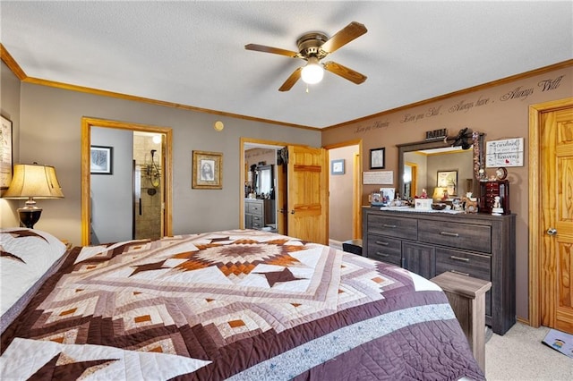 6825 W Lakewood Blvd, Ladysmith, WI 54848 - bedroom with light colored carpet, ensuite bath, crown molding, and a spacious closet