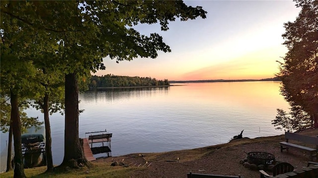 6825 W Lakewood Blvd, Ladysmith, WI 54848 - water view featuring an outdoor fire pit