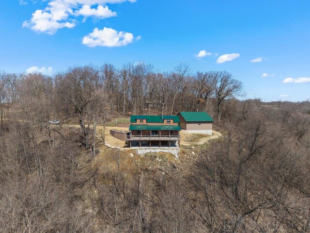 9614 Mississippi Ln, Bagley, WI 53801 - birds eye view of property with a wooded view