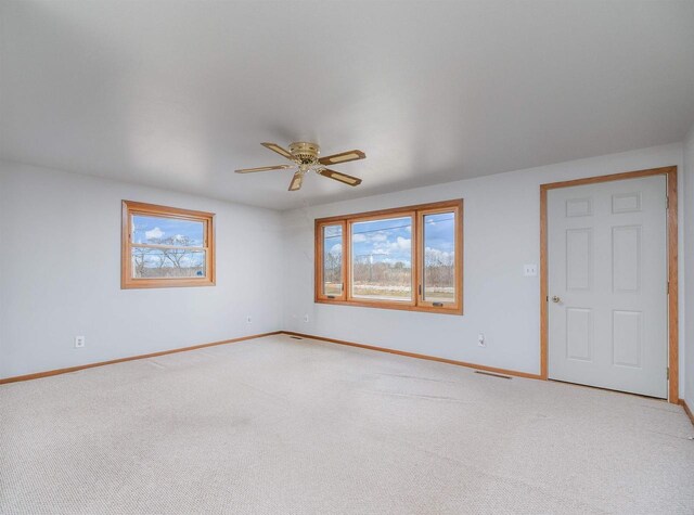 N6741 S Center Rd, Beaver Dam, WI 53916 - spare room with baseboards, light carpet, a ceiling fan, and plenty of natural light