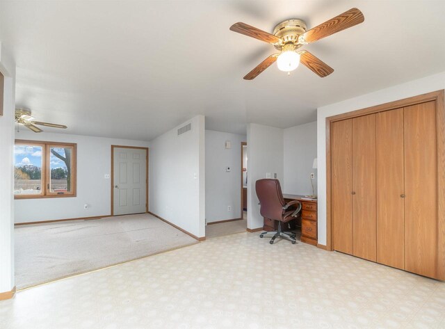 N6741 S Center Rd, Beaver Dam, WI 53916 - unfurnished office featuring baseboards, visible vents, and a ceiling fan