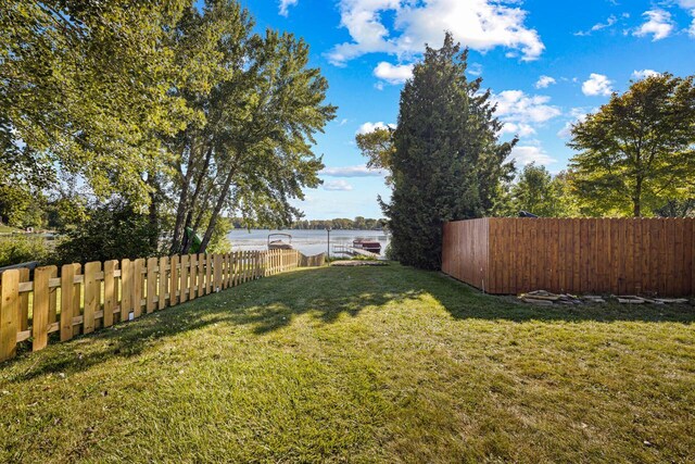 2548 Wallace Lake Rd, West Bend, WI 53090 - view of yard with a fenced backyard and a water view