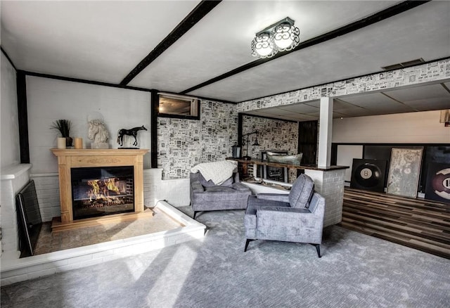 E5512 784th Ave, Menomonie, WI 54751 - carpeted living area featuring a glass covered fireplace