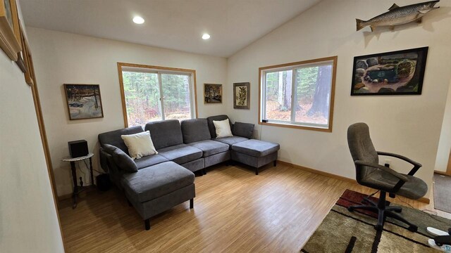 84195 State Highway 13, Bayfield, WI 54814 - office space featuring recessed lighting, vaulted ceiling, light wood-type flooring, and baseboards