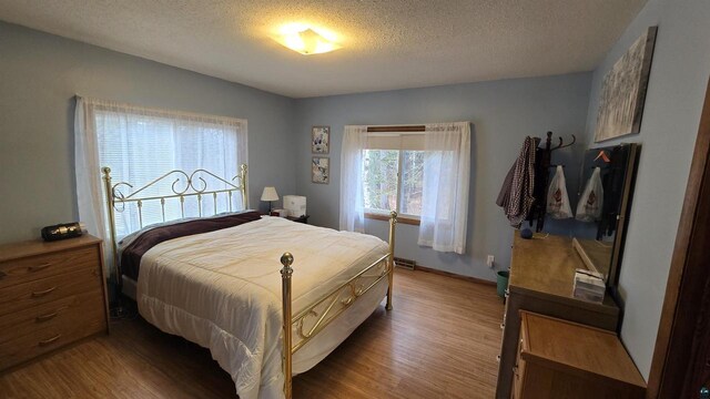84195 State Highway 13, Bayfield, WI 54814 - bedroom featuring baseboards, wood finished floors, and a textured ceiling