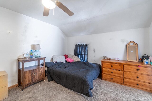 430 N 2nd Ave, Wausau, WI 54401 - carpeted bedroom featuring vaulted ceiling and ceiling fan
