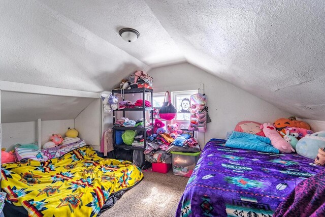 516 Hamilton St, Wausau, WI 54403 - bedroom with vaulted ceiling, speckled floor, and a textured ceiling