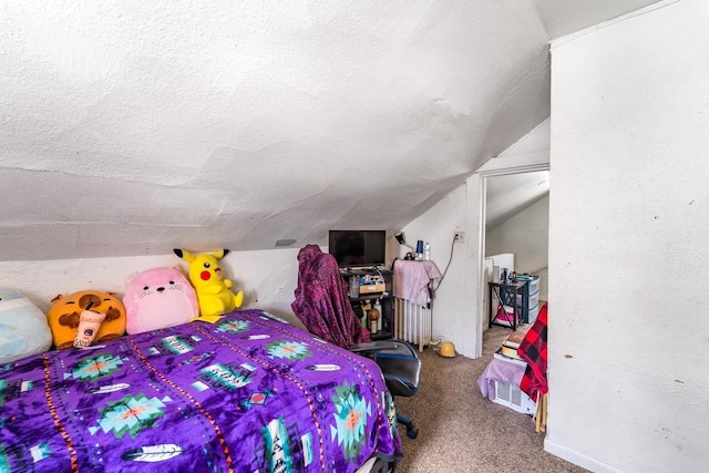 516 Hamilton St, Wausau, WI 54403 - carpeted bedroom featuring vaulted ceiling and a textured ceiling