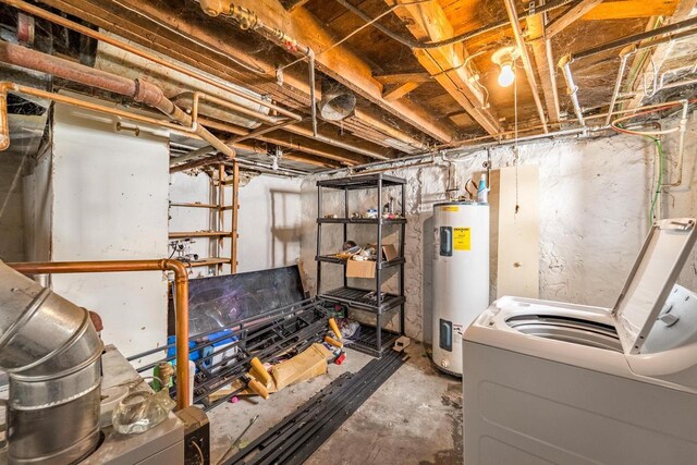516 Hamilton St, Wausau, WI 54403 - unfinished below grade area featuring water heater and washer / dryer