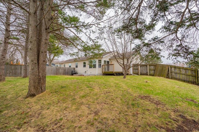 968 Pine St, Sun Prairie, WI 53590 - view of yard featuring a fenced backyard and a deck
