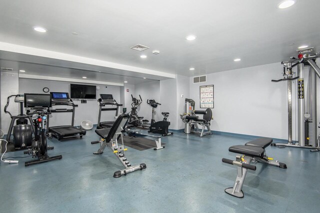 1550 E Royall Pl Unit 410, Milwaukee, WI 53202 - gym with visible vents and recessed lighting