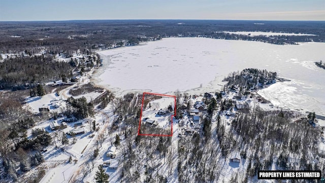 4463 E Singkofer, Superior, WI 54880 - snowy aerial view featuring property parcel outlined