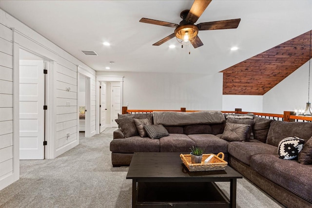 W5430 Southview Dr, Necedah, WI 54646 - carpeted living area featuring ceiling fan, visible vents, and recessed lighting