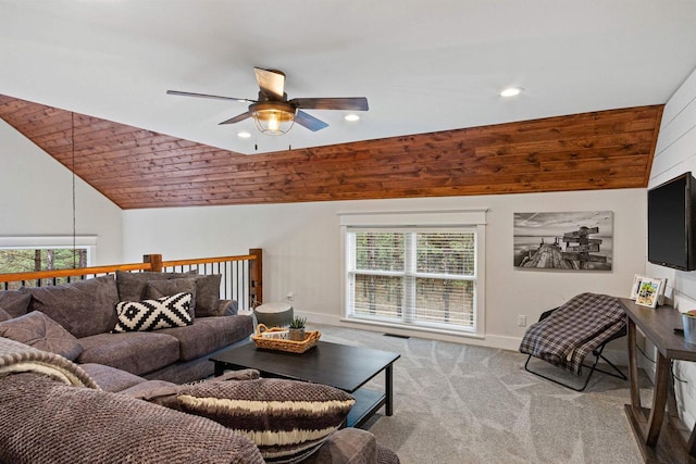 W5430 Southview Dr, Necedah, WI 54646 - living room featuring recessed lighting, carpet flooring, a ceiling fan, and baseboards