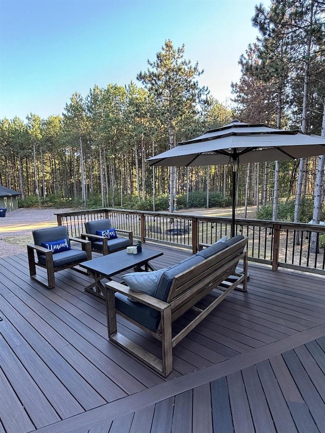 W5430 Southview Dr, Necedah, WI 54646 - wooden terrace with outdoor lounge area