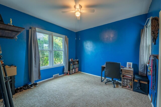 3720 County Highway Nn, West Bend, WI 53095 - carpeted office space with a ceiling fan, baseboards, and visible vents