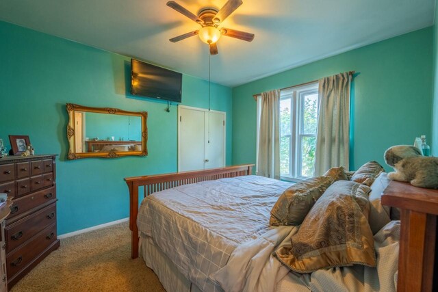 3720 County Highway Nn, West Bend, WI 53095 - bedroom featuring baseboards, carpet flooring, and a ceiling fan