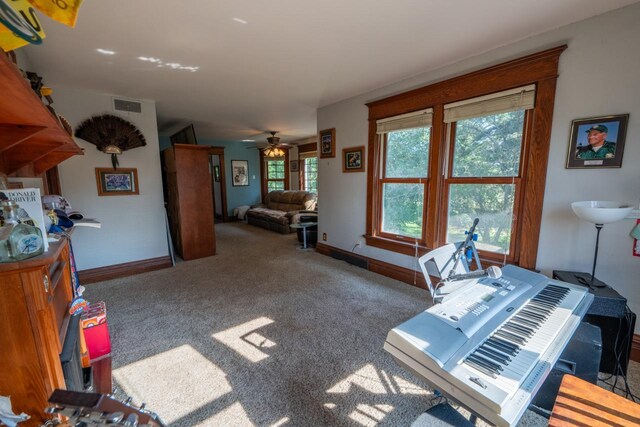 3720 County Highway Nn, West Bend, WI 53095 - living area featuring baseboards, carpet flooring, visible vents, and plenty of natural light