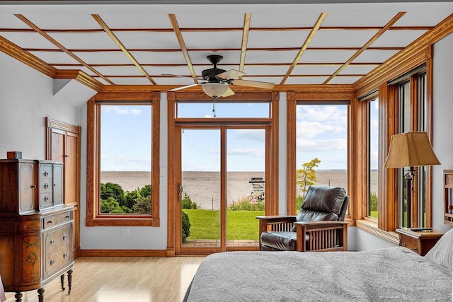 2346 Hickory Ln, Oshkosh, WI 54901 - bedroom featuring baseboards, access to outside, and wood finished floors