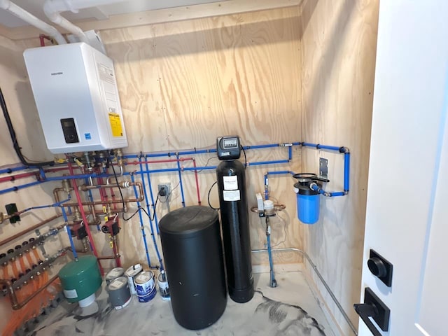 utility room with water heater