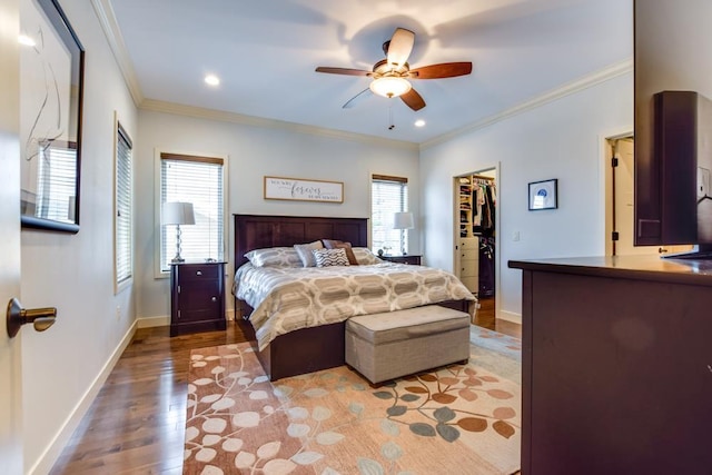 6679 S Chickahauk Trl, Middleton, WI 53562 - bedroom with baseboards, ornamental molding, recessed lighting, and light wood finished floors