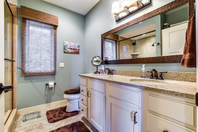 6679 S Chickahauk Trl, Middleton, WI 53562 - bathroom with double vanity, a sink, toilet, and a shower stall