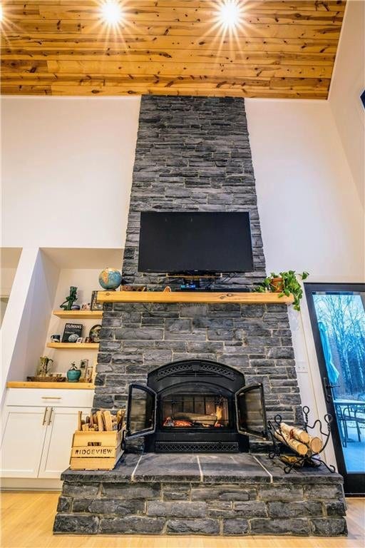 11684 Brook Ln, Hayward, WI 54843 - details featuring wood finished floors and wood ceiling
