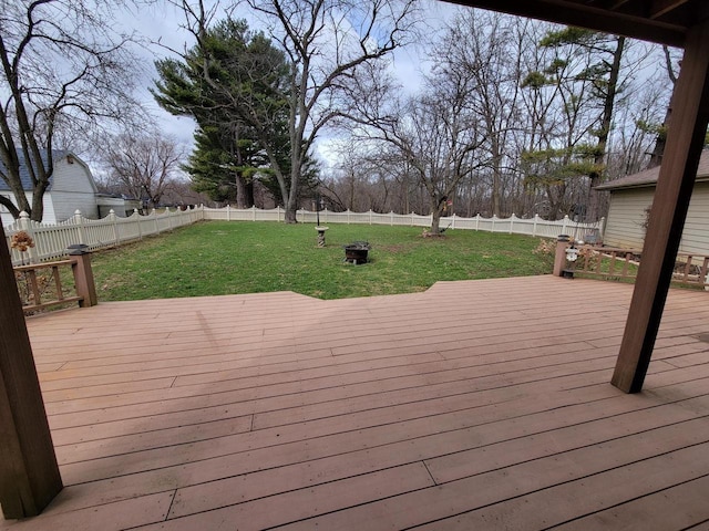 2215 N Shore Dr, Delavan, WI 53115 - deck featuring a fenced backyard and a yard