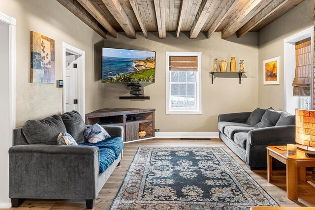 3304 Nicolet Dr, Green Bay, WI 54311 - living room with wooden ceiling, beam ceiling, and light wood-style floors