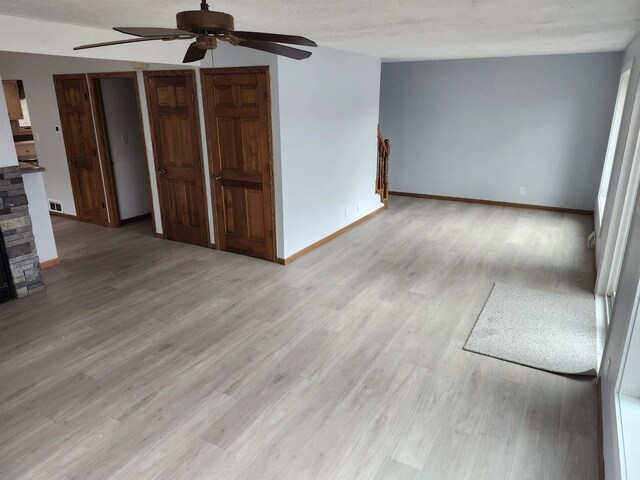 N9148 Sandy Lake Rd, Neshkoro, WI 54960 - unfurnished room with baseboards, ceiling fan, visible vents, and light wood finished floors