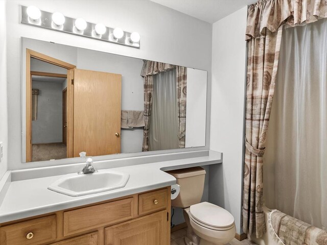 535 E Vine Ct, Sturgeon Bay, WI 54235 - bathroom with toilet, a shower with shower curtain, and vanity