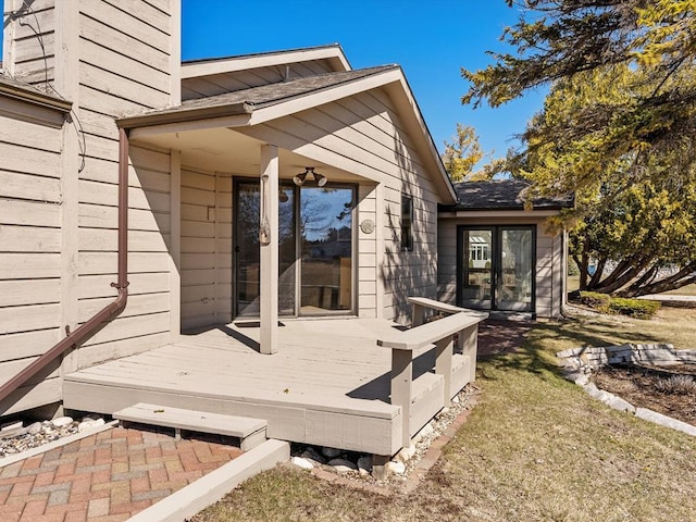 535 E Vine Ct, Sturgeon Bay, WI 54235 - wooden terrace with french doors