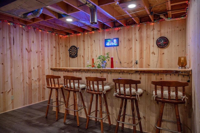 N9656 19th Ave, Necedah, WI 54646 - bar with a dry bar, wood walls, and dark wood-style floors
