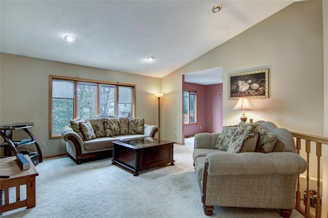 4330 S Pointe Ct, Eau Claire, WI 54701 - carpeted living area with recessed lighting, baseboards, and lofted ceiling