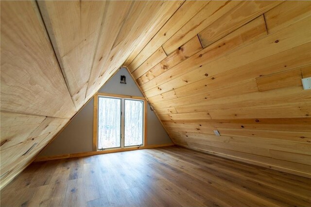 61128 Fleming Loop, Askov, MN 55704 - additional living space with vaulted ceiling, wood finished floors, and wood ceiling