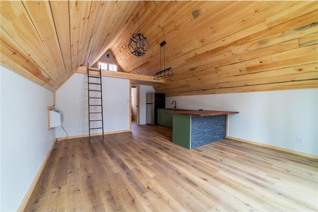 61128 Fleming Loop, Askov, MN 55704 - additional living space featuring baseboards, wood finished floors, vaulted ceiling, and wood ceiling