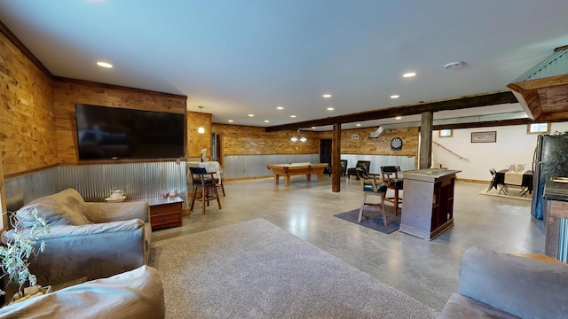 26350 Drake Ln, Cazenovia, WI 53924 - living room featuring baseboards, recessed lighting, and finished concrete floors