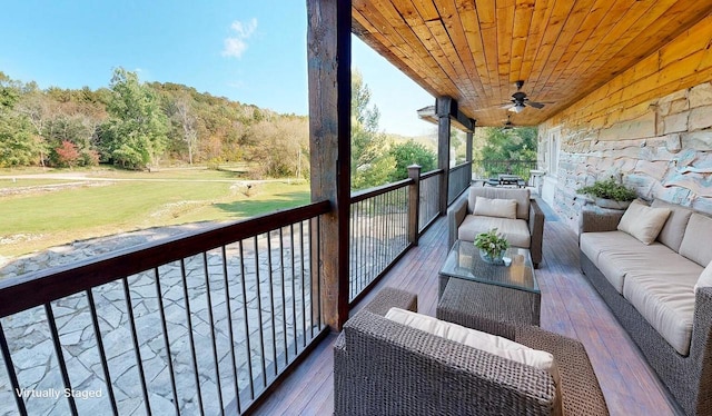 26350 Drake Ln, Cazenovia, WI 53924 - exterior space featuring an outdoor living space and ceiling fan