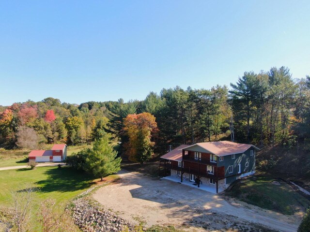 26350 Drake Ln, Cazenovia, WI 53924 - aerial view with a wooded view