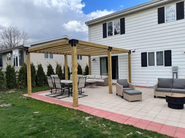 1800 Miller Rd, Lake Geneva, WI 53147 - exterior space with a pergola and an outdoor living space