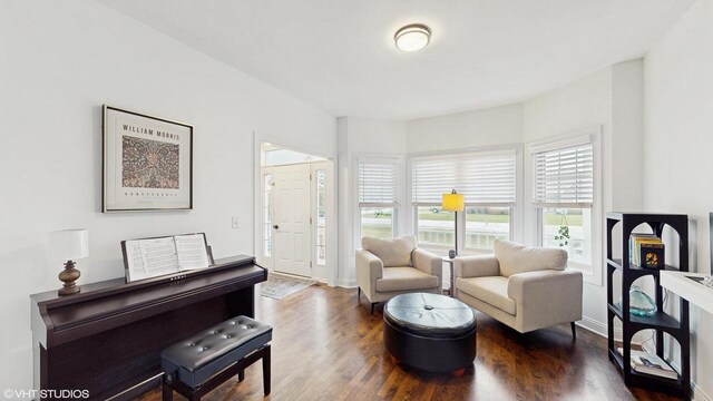 425 Maple Ln, Williams Bay, WI 53191 - living room featuring baseboards and dark wood finished floors