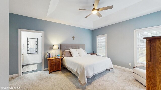 425 Maple Ln, Williams Bay, WI 53191 - bedroom featuring baseboards, carpet flooring, and a raised ceiling