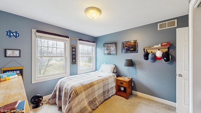 425 Maple Ln, Williams Bay, WI 53191 - bedroom with carpet flooring, baseboards, and visible vents