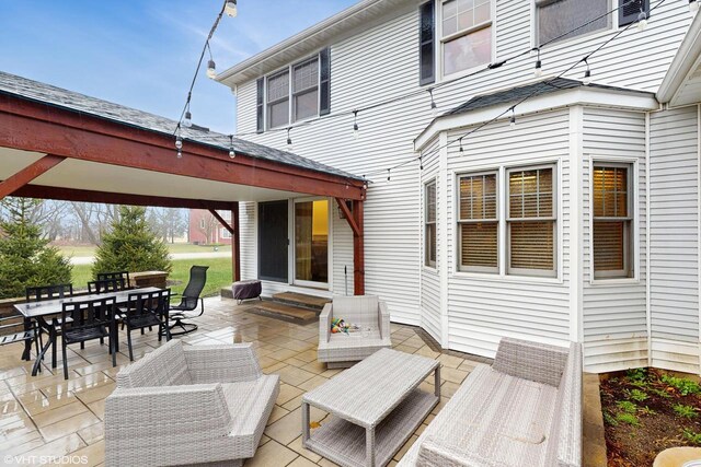 425 Maple Ln, Williams Bay, WI 53191 - view of patio with an outdoor living space, outdoor dining space, and entry steps