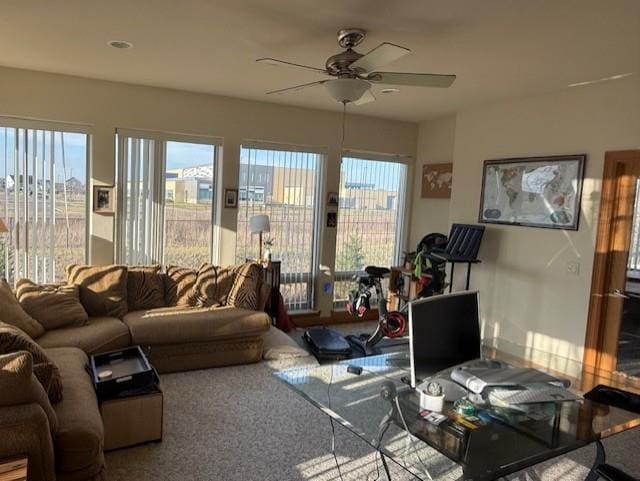 2026 Stonehaven Dr, Sun Prairie, WI 53590 - living room with ceiling fan and carpet floors