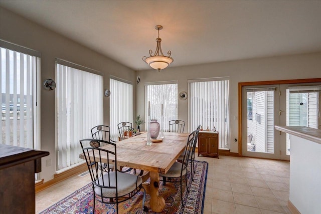2026 Stonehaven Dr, Sun Prairie, WI 53590 - dining area with light tile patterned floors, plenty of natural light, and baseboards