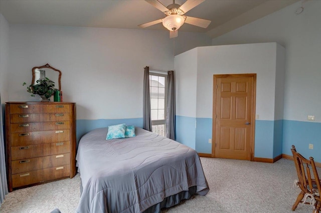 2026 Stonehaven Dr, Sun Prairie, WI 53590 - bedroom with lofted ceiling, a ceiling fan, and carpet flooring