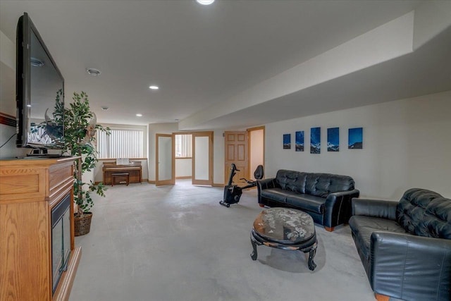 2026 Stonehaven Dr, Sun Prairie, WI 53590 - living area featuring recessed lighting and concrete floors